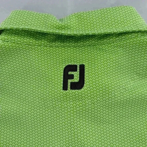 Footjoy FJ Men's Golf Polo Green Geometric Stretch Golf Polo Shirt Medium - Picture 11 of 14